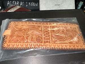 Leather Mens Carved Wallet Handmade Western